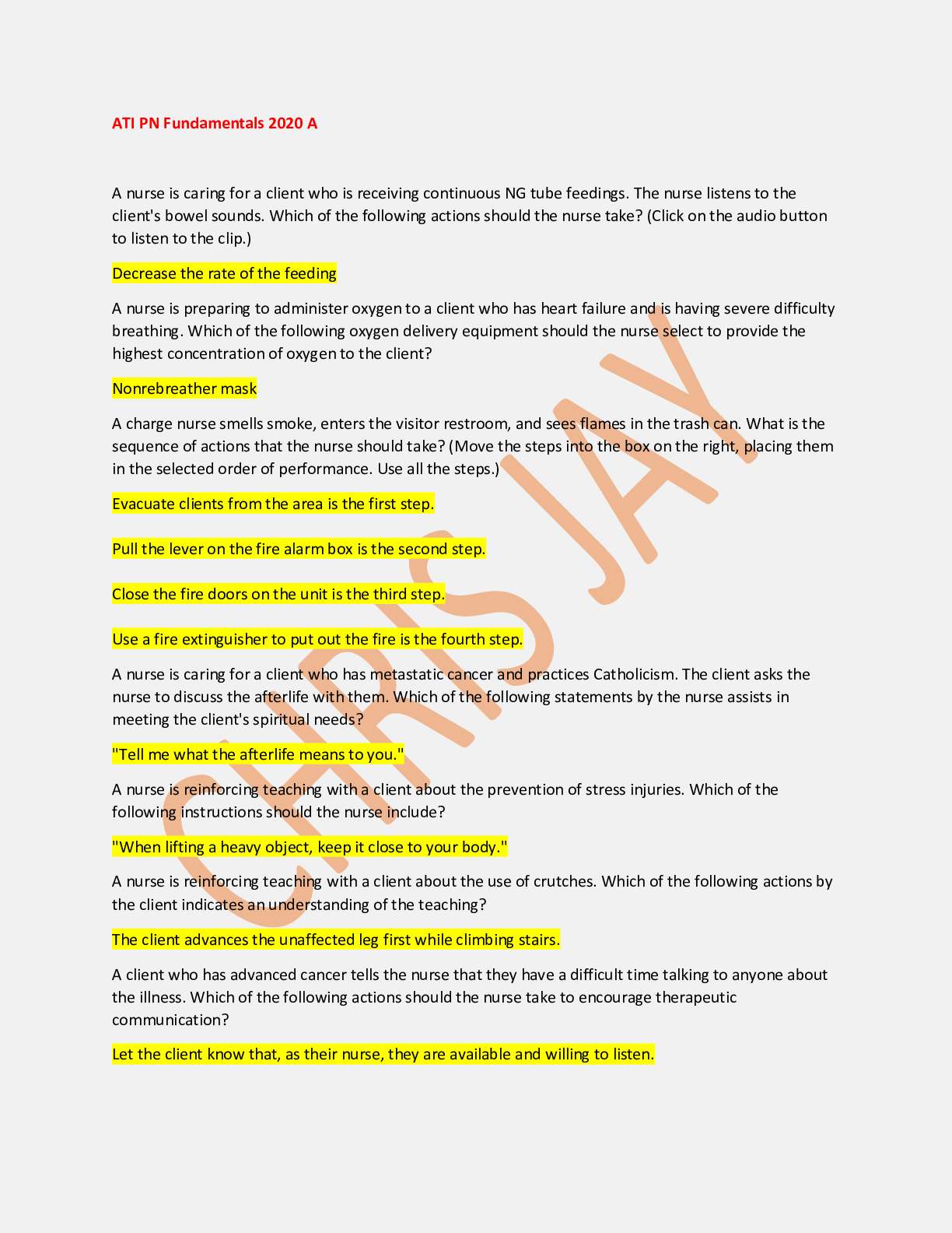 Preview image for ATI PN Fundamentals 2020 A